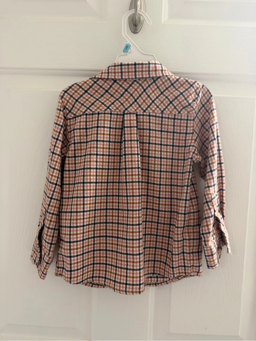 Ben Sherman Peach, White & Black Plaid Button-Down Shirt for Kids